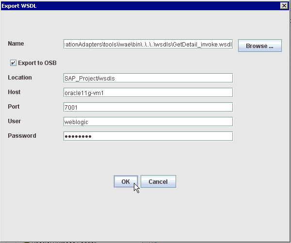 「WSDLのエクスポート」ダイアログ