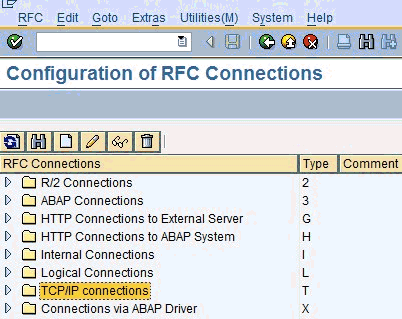 「RFC接続の構成」ウィンドウ