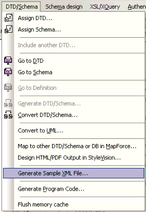 「Generate Sample XML File」オプション