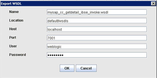 「WSDLのエクスポート」ダイアログ