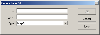 Create New Site dialog box