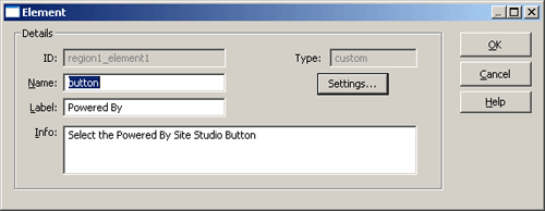 Custome Element dialog box