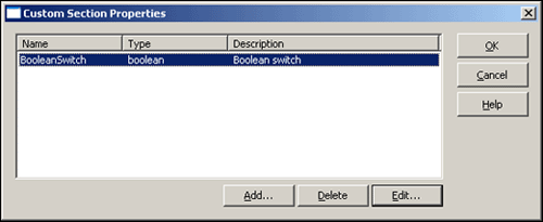 Custom Section Properties dialog box