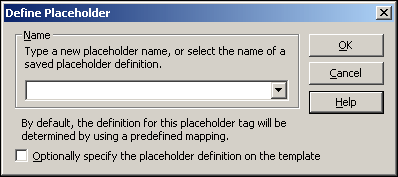 Define Placeholder dialog