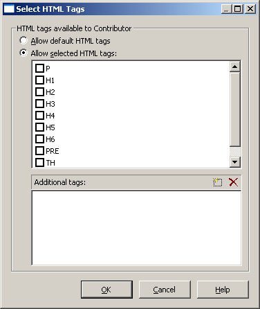 Select HTML Tags Dialog