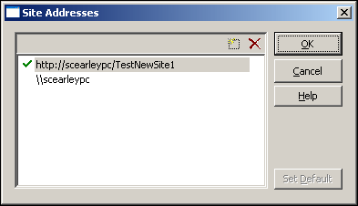 Site Addresses dialog box