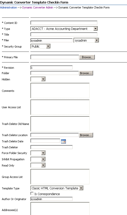 Dynamic Converter Template Check-In form