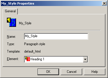 Element Setup - Style Properties Dialog