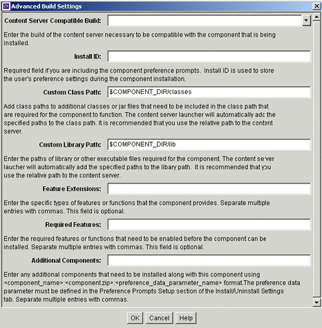 Advanced Build Settings screen.