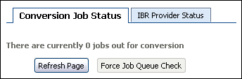 Conversion Job Status page