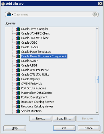 Oracle Rules Dictionary Component̒ǉ