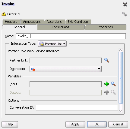 Invoke dialog for an invoke activity