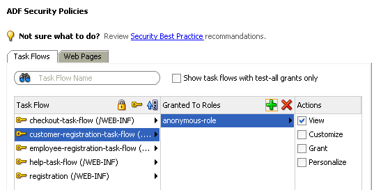 Granting to anonymous-role in ADF policy editor