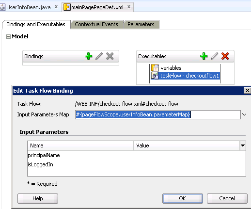 Parameter Map Property for Task Flow Binding