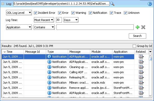 Oracle Diagnostic Log Analyzer Display ODL Log Messages