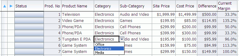 Table Component Column Displaying a List of Values