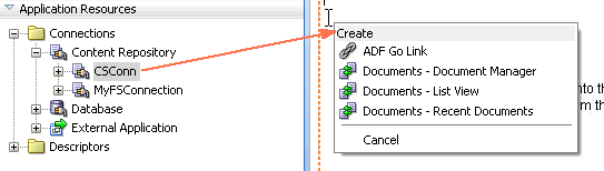 Adding Content Repository Root Folder to JSF Page