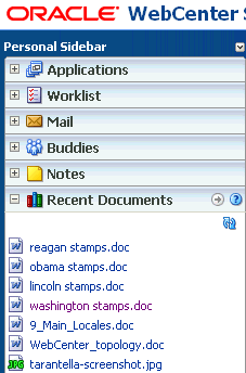 Recent Documents in the Sidebar