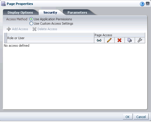 Security tab in Page Properties dialog