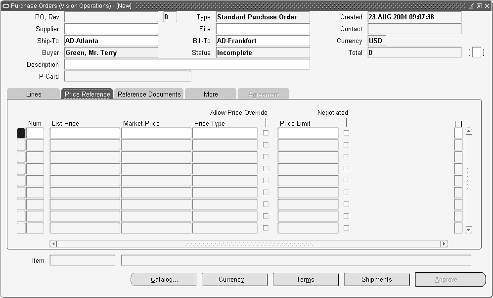 Oracle Purchasingユーザーズ・ガイド