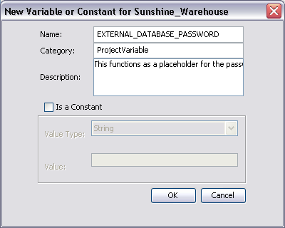 image:Screen capture showing the Project Variable creation dialog box.
