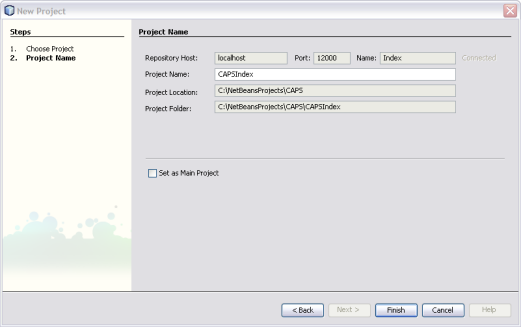 image:Figure shows the Project Name page of the New Project wizard.
