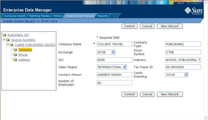 image:Figure shows the parent object fields for creating a new profile.