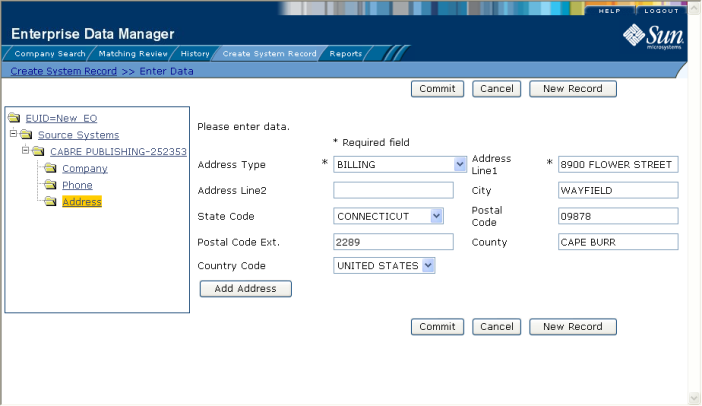 image:Figure shows a sample of child object fields for creating a new profile.