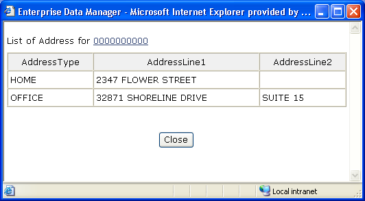 image:Figure shows address information accessed from the search results list.