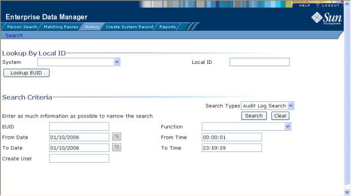 image:Figure shows the Audit Log Search page.