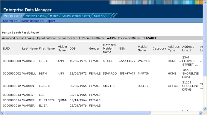 image:Figures shows a sample search result report.