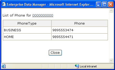 image:Figure shows telephone information accessed from the search results list.