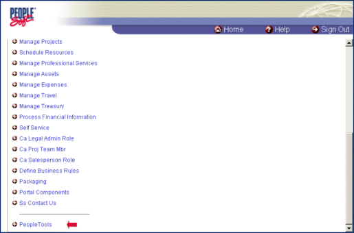 image:PeopleSoft 8 Application Contents Page