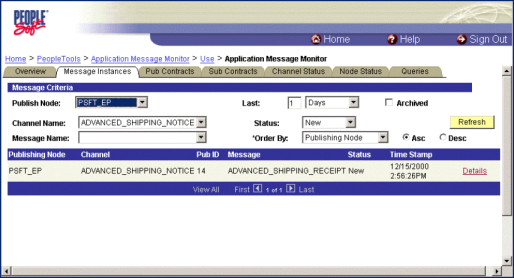 image:Application Message Monitor - Message Instances Tab