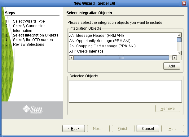 image:Select Integration Objects Window