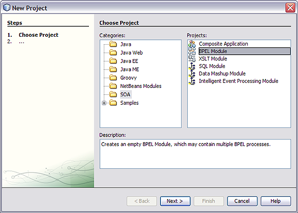 image:Image displays the New Project dialog box