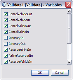 image:Image shows the Validate element Variables property Variables dialog box
