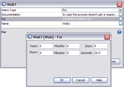 image:Image shows the Wait Properties window