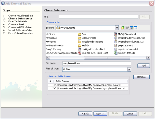 image:Figure shows the Choose Data Source window of the Add External Tables wizard.