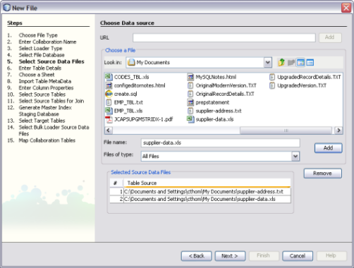 image:Figure shows the Choose Data Source window of the Data Integrator Wizard.