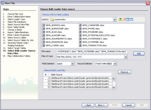 image:Figure shows the Choose Bulk Loader Data Source window of the Data Integrator Wizard.