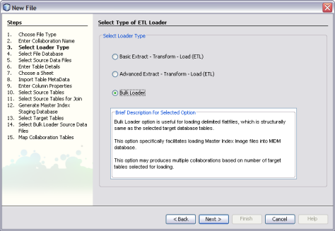 image:Figure shows the Select Type of ETL Loader window of the Data Integrator Wizard.