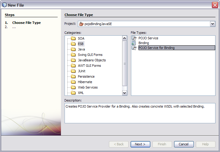 image:Figure shows the Choose File Type window of the New File Wizard.