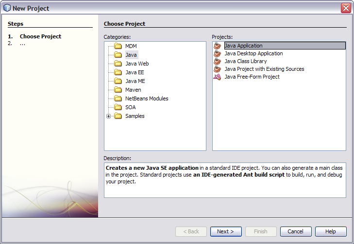 image:Figure shows the Choose Project window of the New Project Wizard.