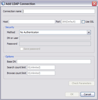image:Figure shows the Add LDAP Connection dialog box.