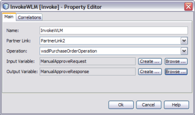 image:Figure shows the Property Editor for the Invoke activity.