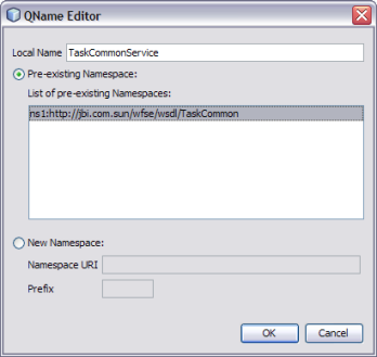 image:Figure shows the QName Editor for the service name.