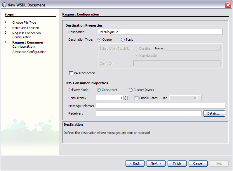 image:Screen capture of the Request Consumer Configuration step.