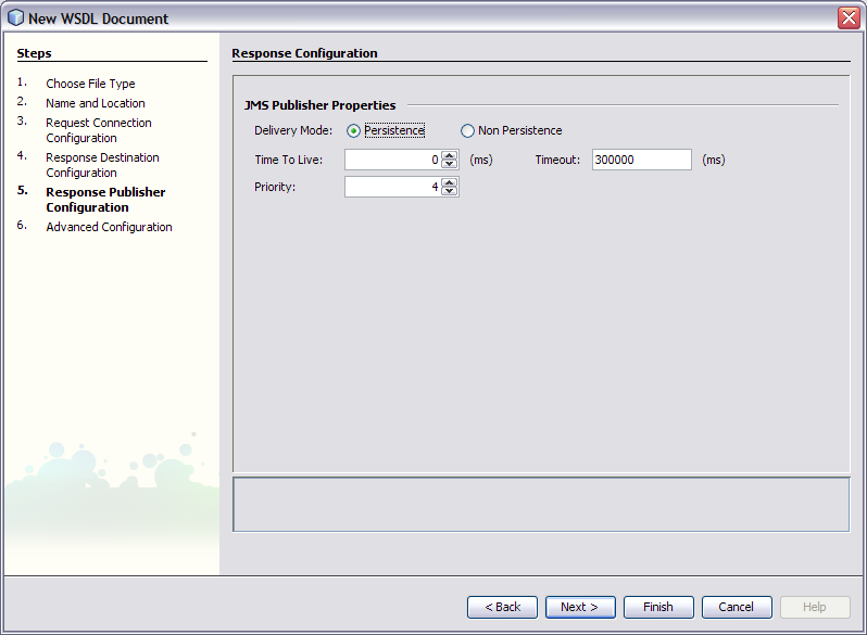 image:Screen capture of the Response Publisher Configuration step.