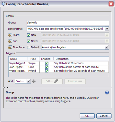 image:Image shows the Configure Scheduler Binding Wizard